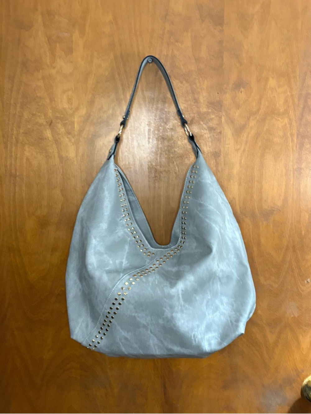 Mellow World Gray Tie Dye Studded Oversized Hobo Purse Shoulder Bag Slouchy Boho